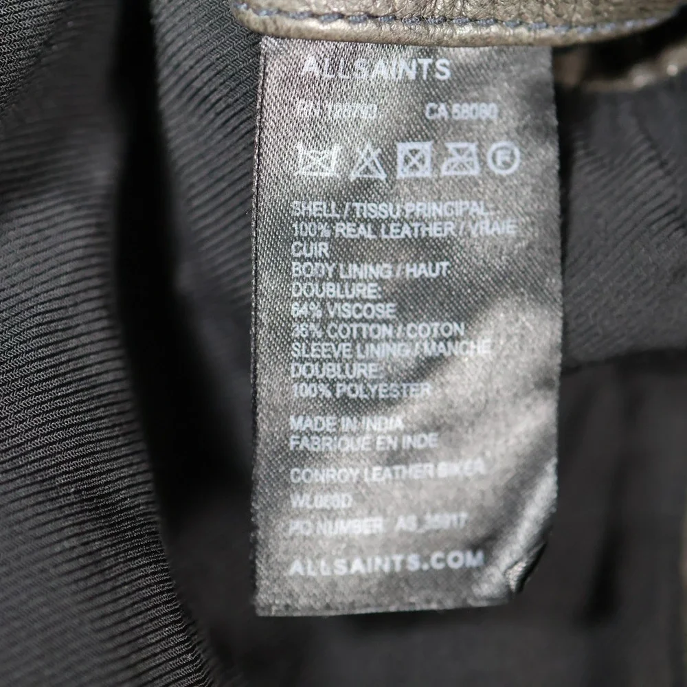 AllSaints Jacket Womens US 4 Brown Black Conroy Leather Biker Quilted Moto